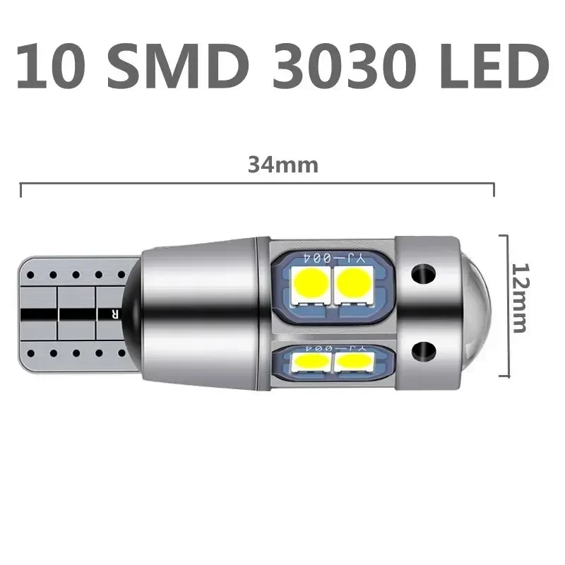 2Pcs Super Brigh T10 W5W 168 192 Led Tail Light White 3030 10SMD 12V Car Led Auto Lamp CANBUS NO Error Car Marker Parking Bulb