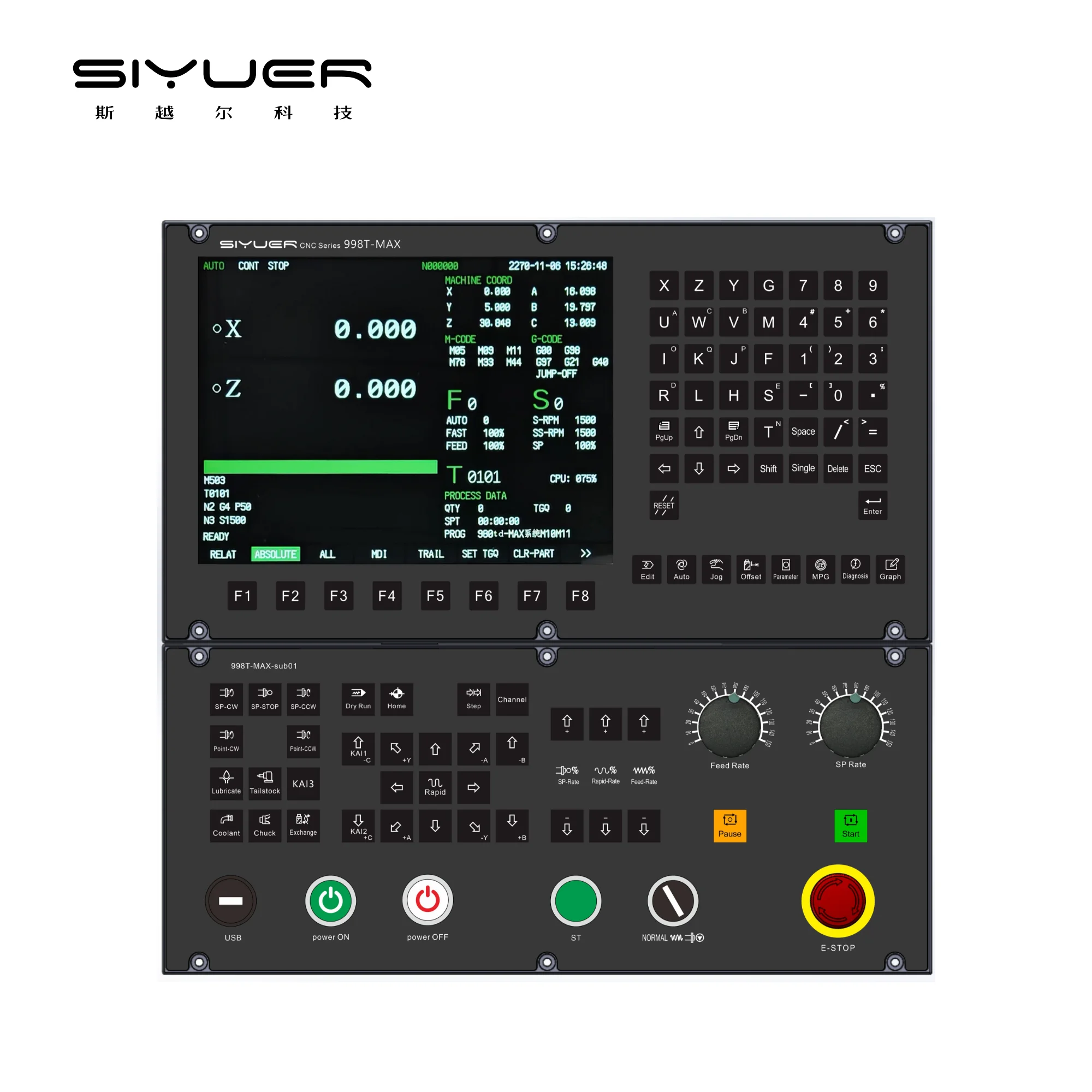 998T-MAX 2 Axis Controller with IO Card with 5m Cables Retrofit Cnc Turning Center Machine Motion Control Replace Mach 3