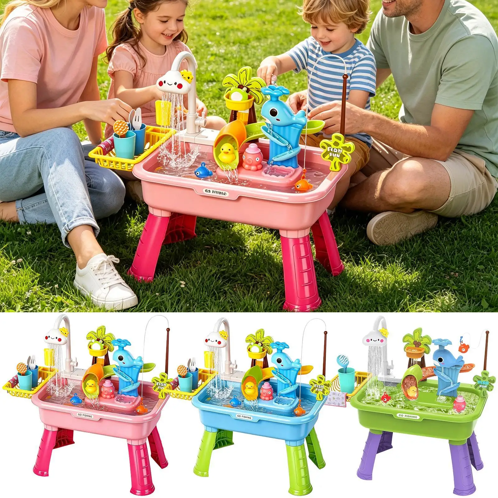 Kids Sink With Running Water Battery Powered Funny Faucet Water Table Electric Educational Play Toys For Boys Girls Home