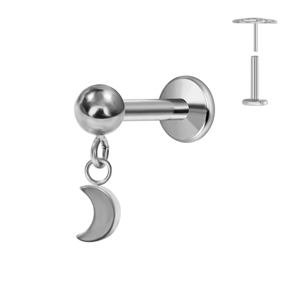 G23 Titanium Water Drop CZ Labret Piercing Earring Stud