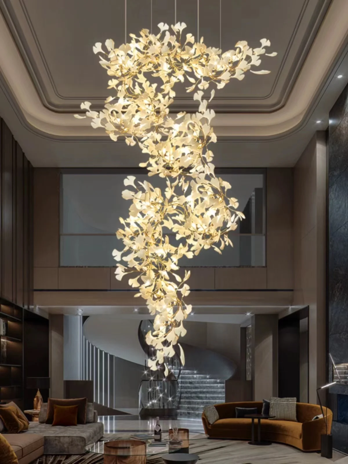 nordic ginkgo branch deixa lustre lustres de cristal de luxo escadaria sala de estar lobby do hotel moderno 01