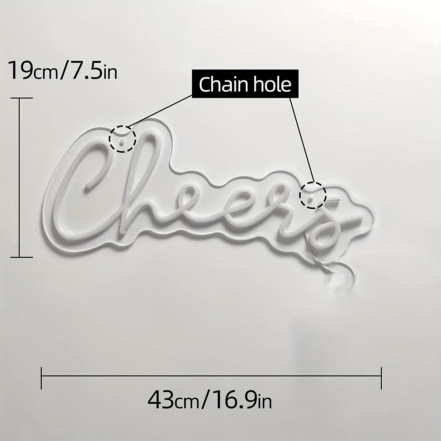 Cheers Neon Sign White Letter LED Neon Sign For Wall Decoration Light Sign For Bedroom Game Room Club Wedding Christmas Party