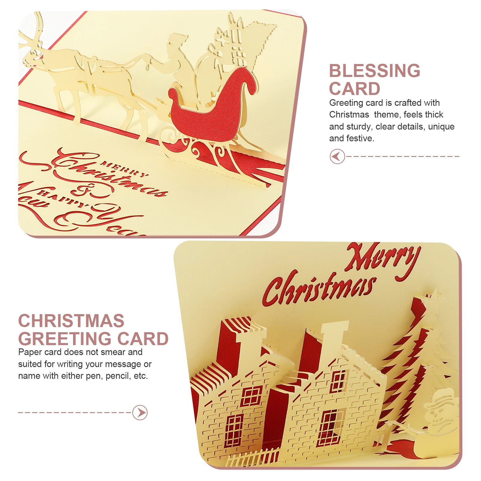 

2pcs 3D Christmas Cards Vintage Festival Winter Holiday Bulk Greeting Cards Pack Xmas Card Gift Santa Claus Design Christmas
