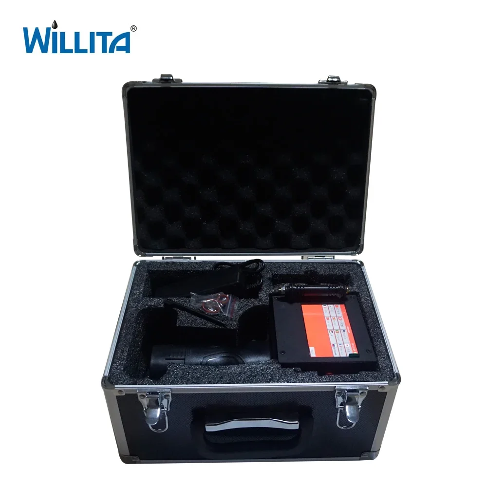 Willita 50.8mm Handheld TIJ Inkjet Printer with Two Printing Heads for QR Code Barcode Logo Date Printing  Batch Coding Machine