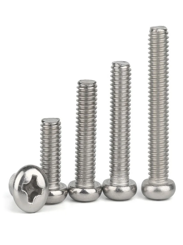 M1/M1.2/M1.4/M1.6/M2/M2.5/M3/M3.5/M4/M5/M6M/8/M10 Phillips round head screws 304 stainless steel 50-2pcs