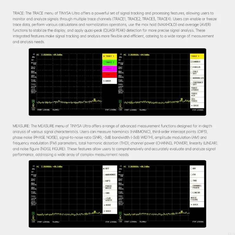 Máy phân tích quang phổ cầm tay R91A SA5 Màn hình IPS LCD 4 inch, Công cụ phân tích tần số đa chức năng 100kHz-5,3GHz 5000mAh có