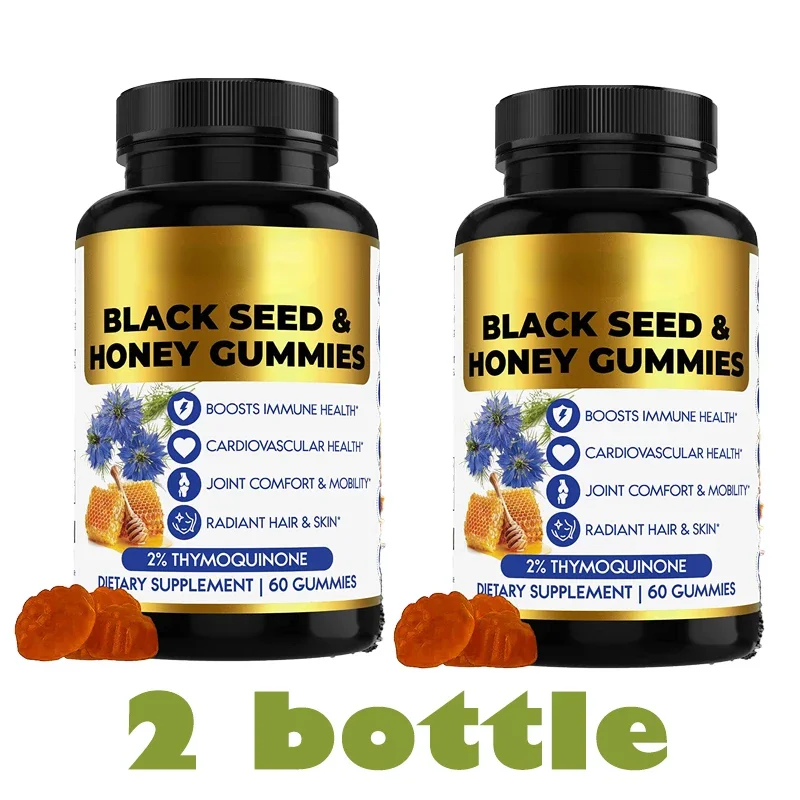 

2 Bottle Black Seed Honey Gummies Health Joint Comfort & Mobiliy Radiant Hair & Skin health food