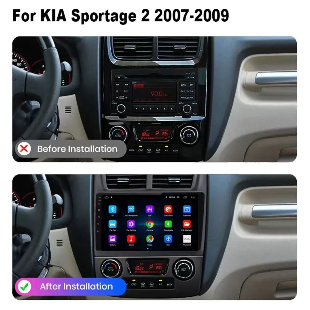 Android 16 Car Radio For Kia Sportage 2 2004 2005 2006 2007-2010 Navigation GPS Multimedia Video Player Stereo wireless Carplay