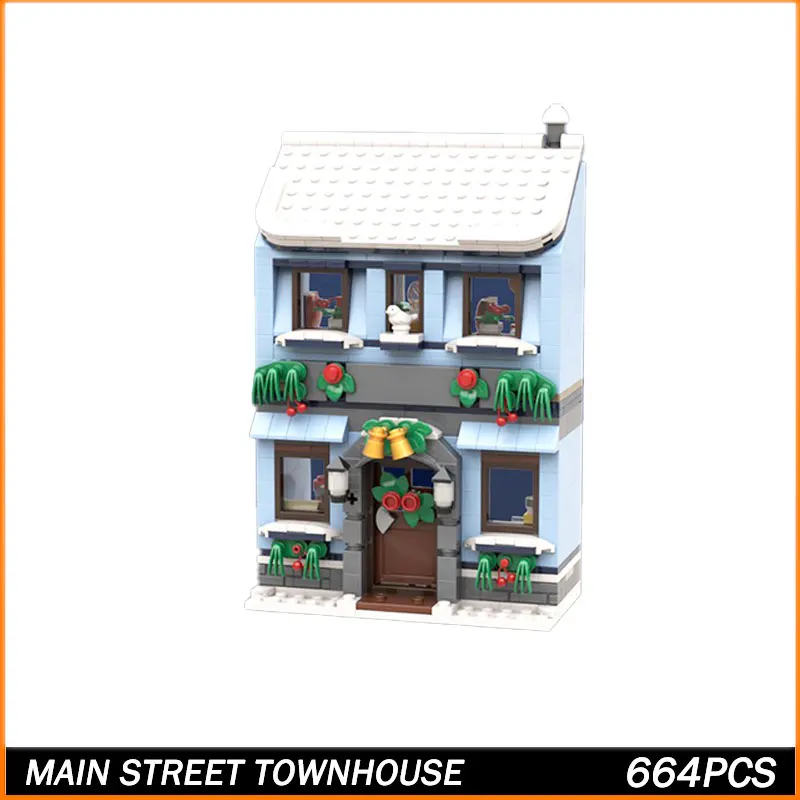 

Строительный блок MOC MOC Street View Series, модель основного уличного города, кирпичные игрушки, частицы, креативное образование, рождественские подарки, 664 шт.