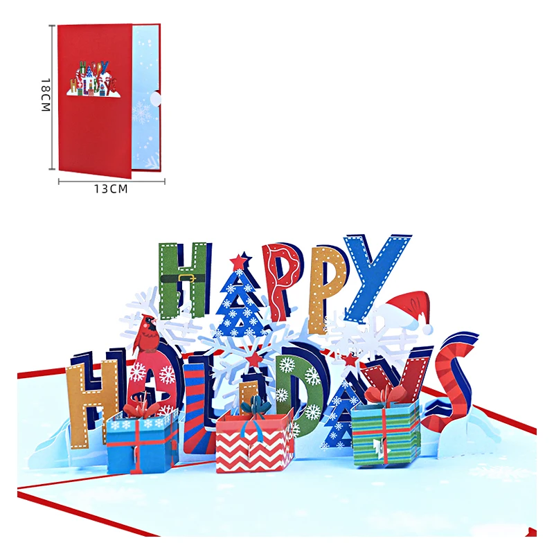 

3D Happy Holiday Greeting Card, Merry Christmas Thanksgiving, Mother's Day, Party Invitation, Anniversary Surprise Gifts