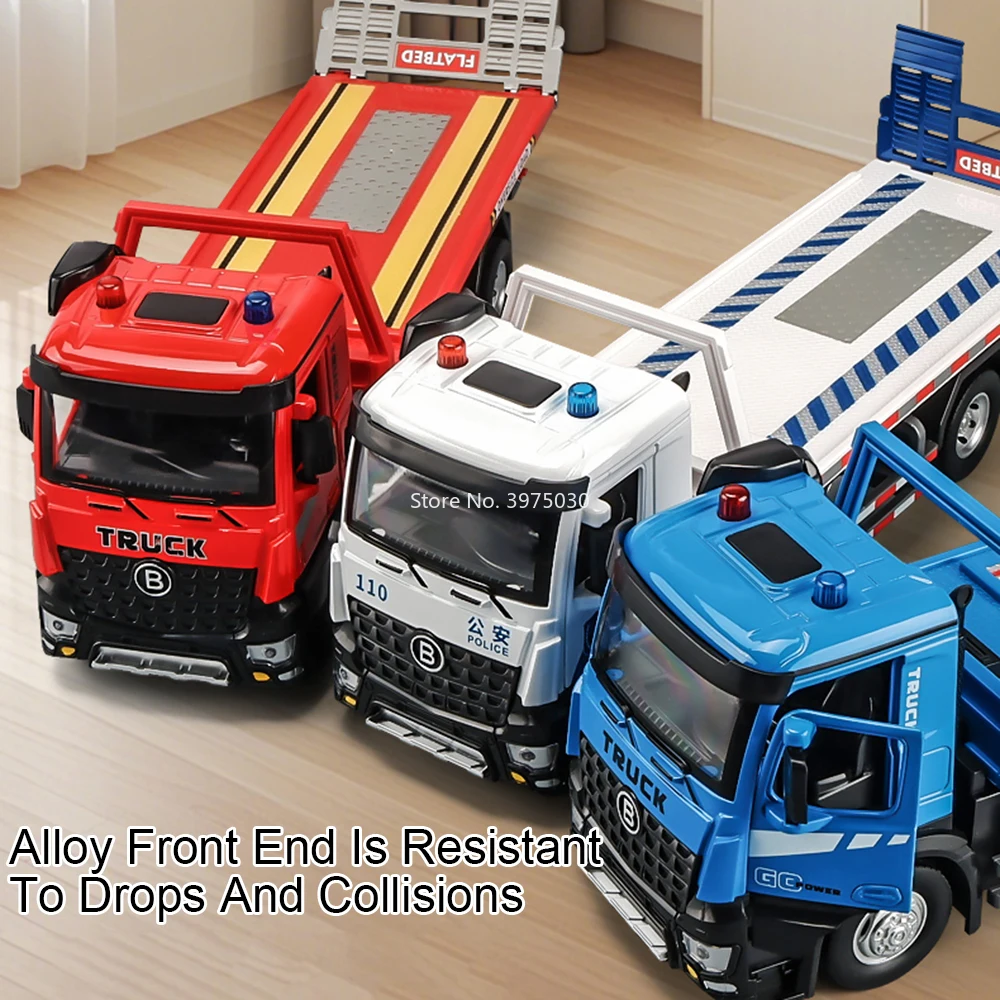 مقياس 1:24 سيارات مسطحة كهربائية لعبة مجسمة سبيكة دييكاست مع موسيقى خفيفة إطارات مطاطية مقطورات مصغرة للأولاد ألعاب تعليمية