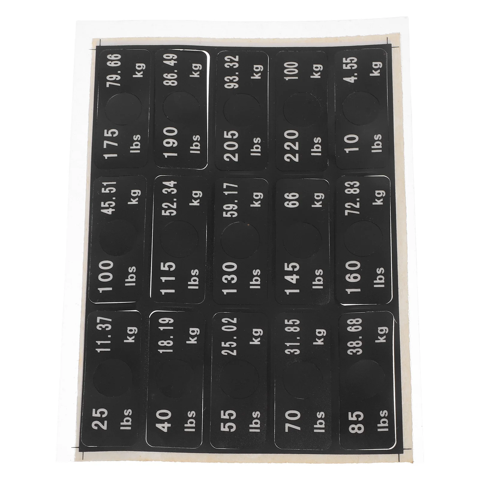 

1 Sheet Weight Block Sticker For Gym Equipment Adhesive Label Tags For Dumbbells Barbells Plates Weight Identification