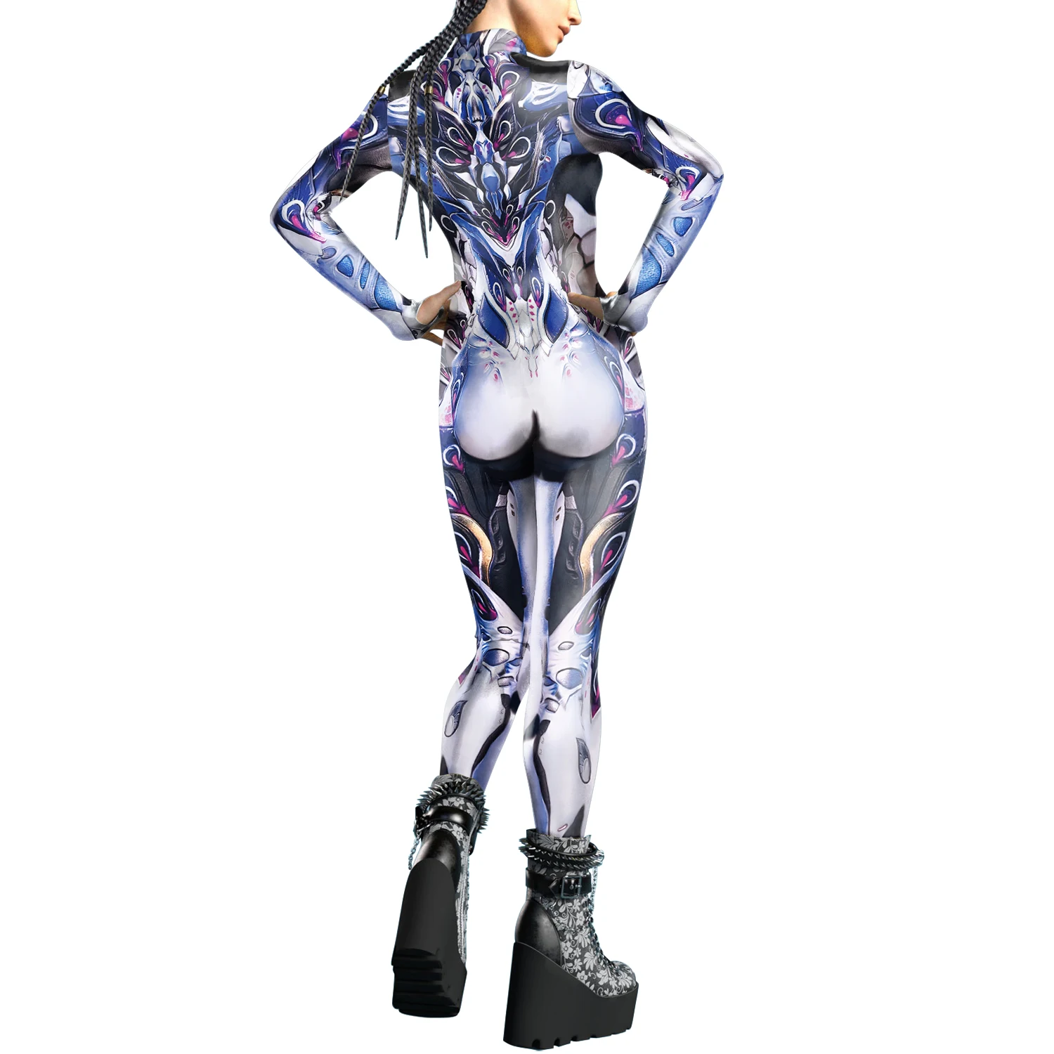 Erwachsenen-Damen-Jumpsuit Steampunk-Rüstung Bedruckte Cosplay-Kostüme Halloween Karneval Bühnenparty Bodysuit Zentai-Outfit 2026 – Detail 4