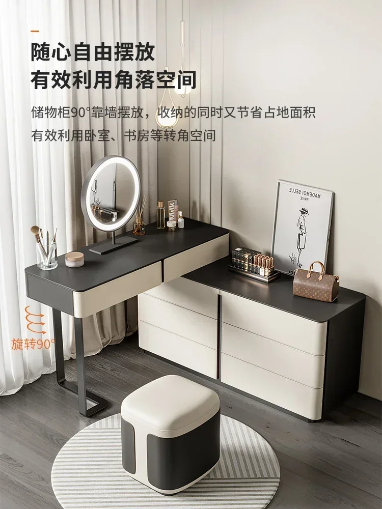 Modern minimalist black and white dressing table, bedroom bedside table, bed end bucket cabinet, storage cabinet, one piece retr