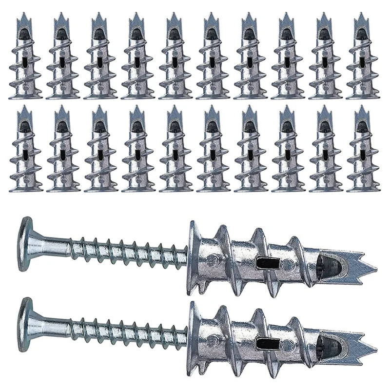 40 Pcs Metal Self Drive Anchor Plasterboard Dowels With Screws 4.5 X 35Mm For Single-Layer And Double-Clad Plasterboar