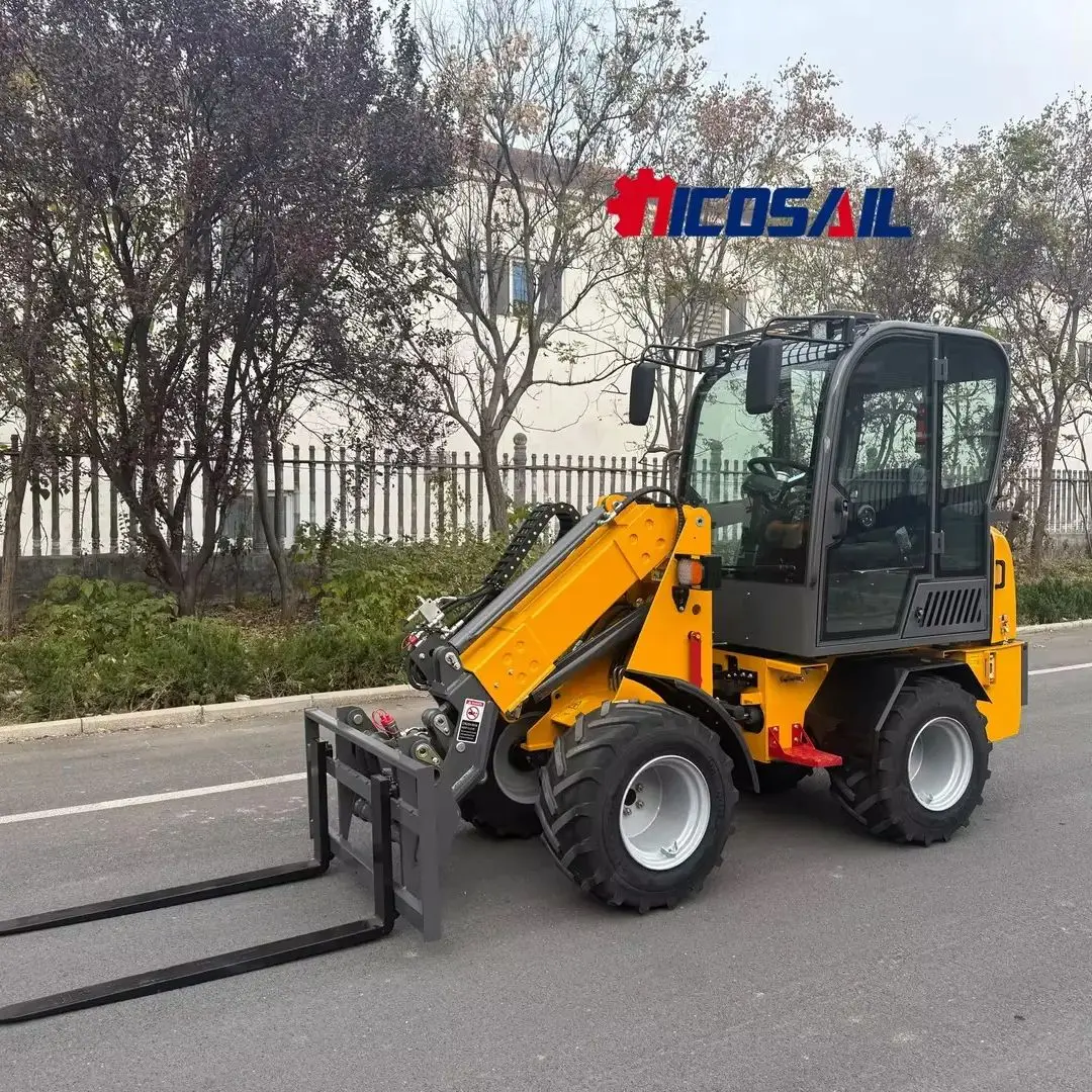 

2.0 ton mini front-end wheel loader with engine pump, gearbox, and log grab loader