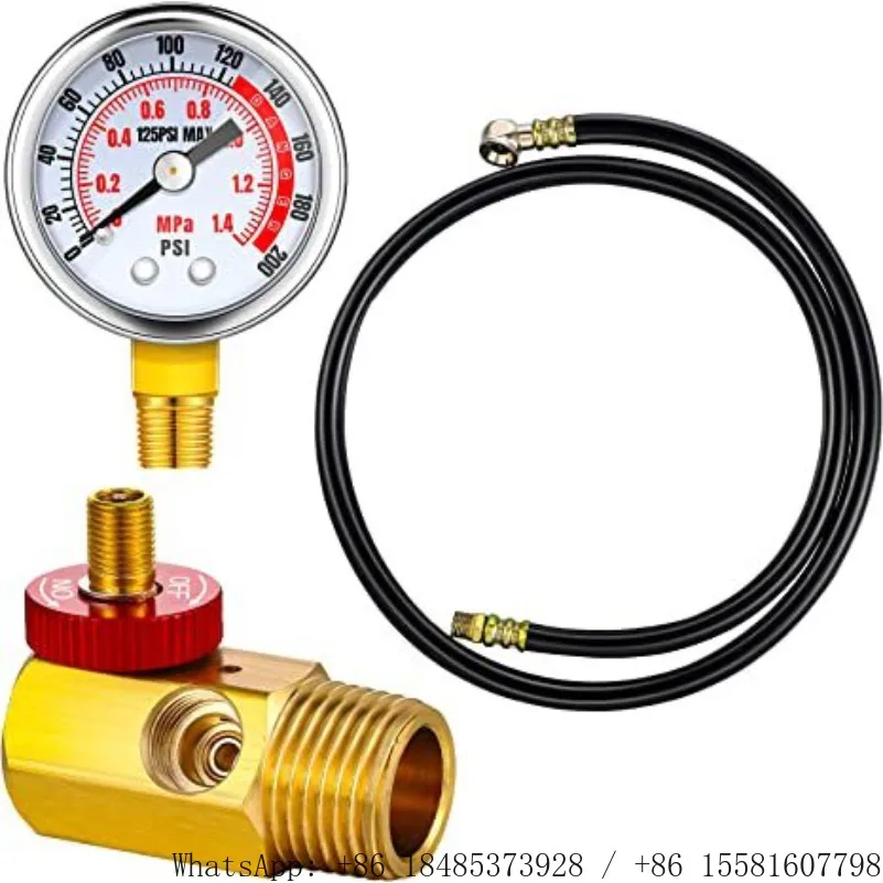 Copper valve aluminum handle 1/2 * 1/4NPT portable brass combination valve inflation pump pressure gauge inflation tube set
