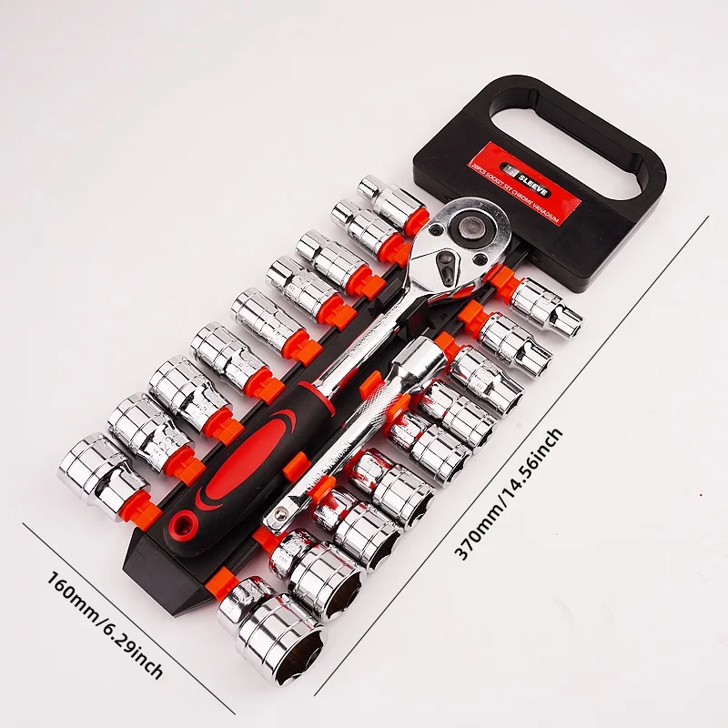 Chrome-plated ratchet socket wrench set multifunctional hexagonal two -way 72 teeth ratchet wrench casing auto repair parts