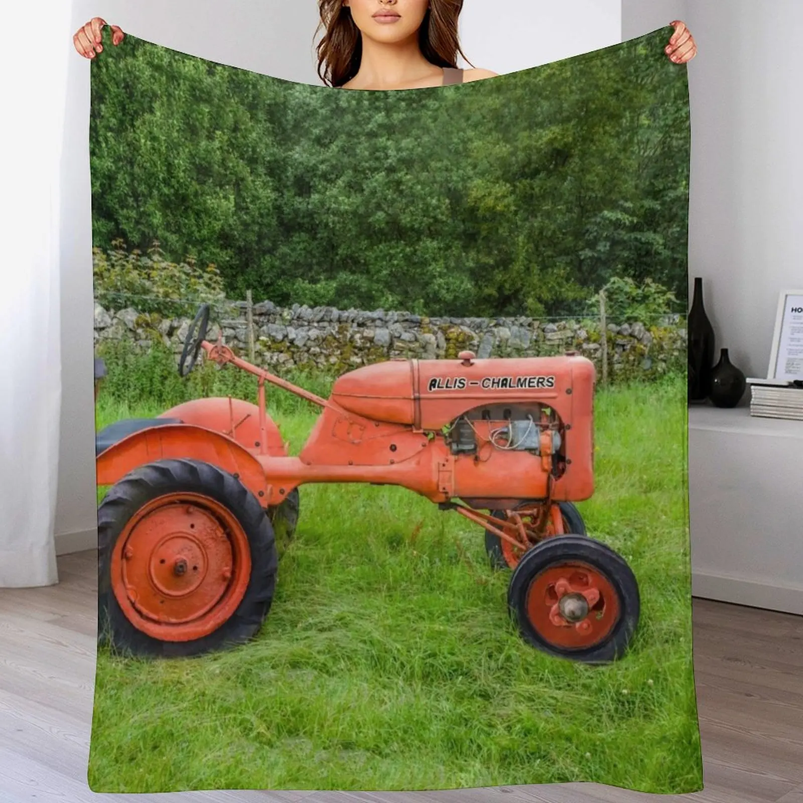 Allis the orange tractor Throw Blanket Winter beds Plaid Vintage Loose Blankets