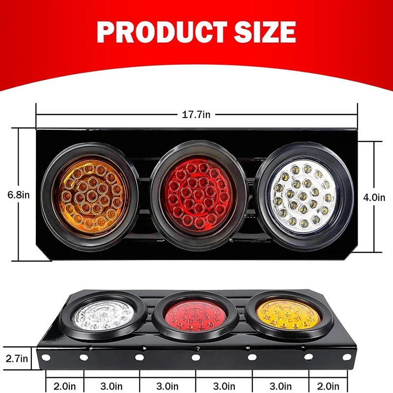 Yuanjoy Round LED Truck Trailer Tail Lights 12/24V Turn Signal Reverse Light For Truck Caravan boat Running Lamps