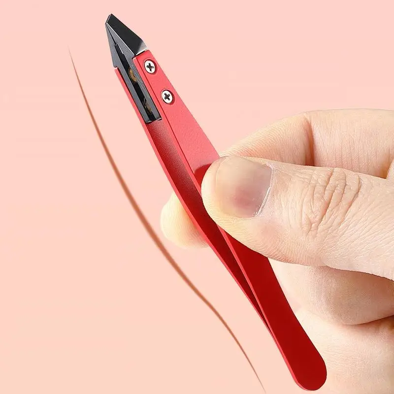 Zirconia Ceramic Pointed Tweezers Stainless Steel Tweezers With Slanted Tips Edges Eyebrows Beards Hair Eyelash Tweezers