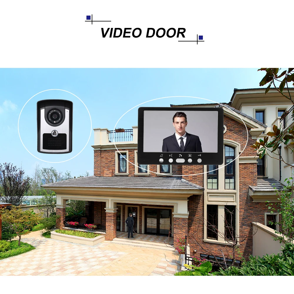 7 inch Monitor HD Camera Video Door Phone Color Doorbell Intercom System IR Night Vision Wired Doorbell Camera Waterproof