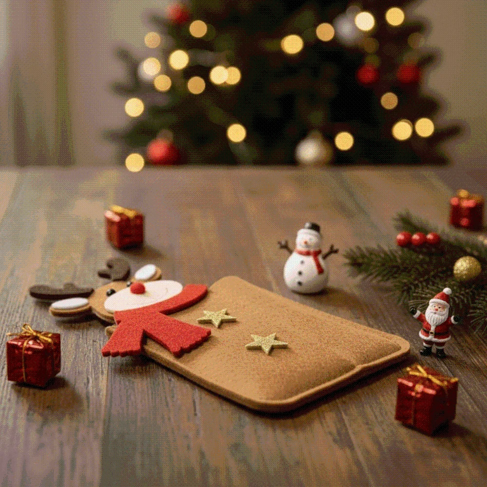 2pcs Felt Christmas Cutlery Holder Cute Reusable Cartoon Utensil Pocket Washable Thick Durable Xmas Tableware Bag