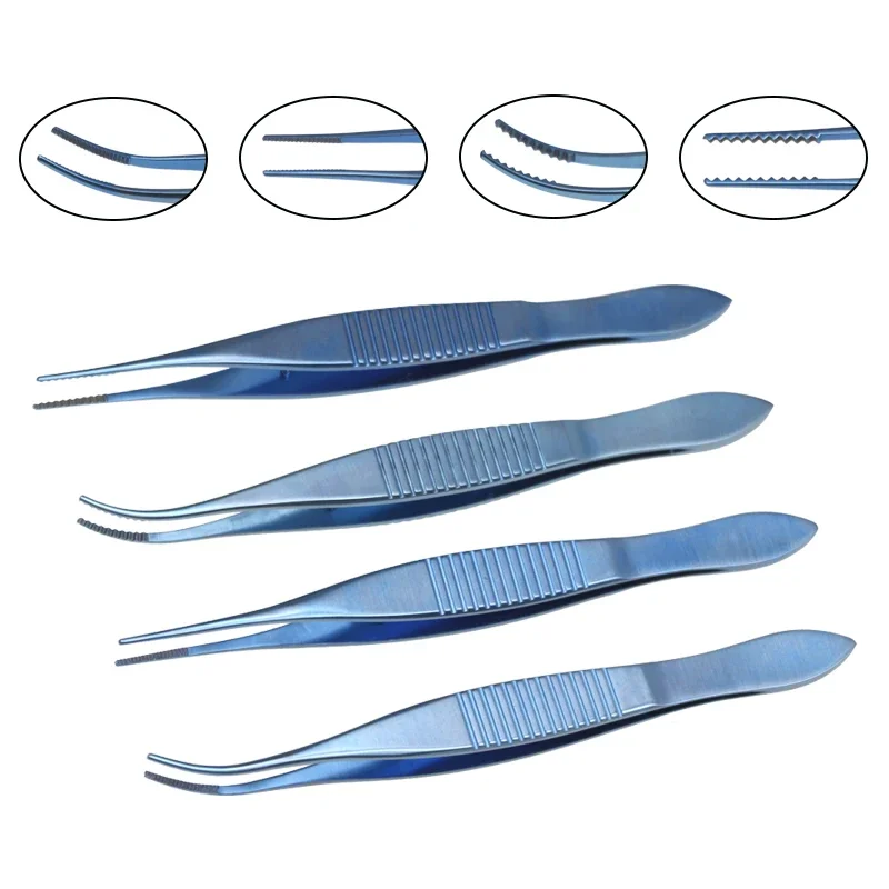 Titanium Alloy Forceps with Teeth Straight Curved Head Autoclavable Eyelid Tools