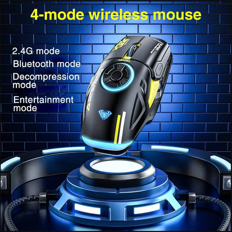 Imagem -02 - Aula H530 Mais Novo Mouse sem Fio de Quatro Modos Descomprimir Carregamento Giroscópio Mouse Rotativo Esports Gaming Rgb Mouse
