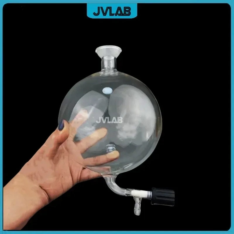 Receiving Flask 3L Rotary Evaporator Accessories Lab Glassware Round Bottom Flask 3000mL Spherical Mouth with Discharge Valve