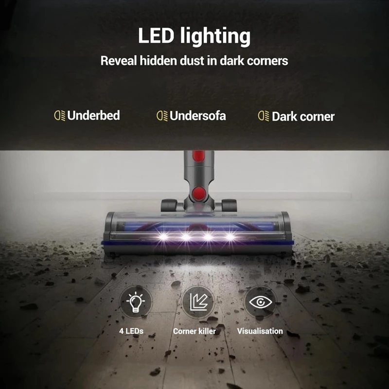 رأس فرشاة بديل بإضاءة LED ، فرشاة أرضية لدايسون V12 للكشف عن السلسلة النحيفة و V10 النحيفة