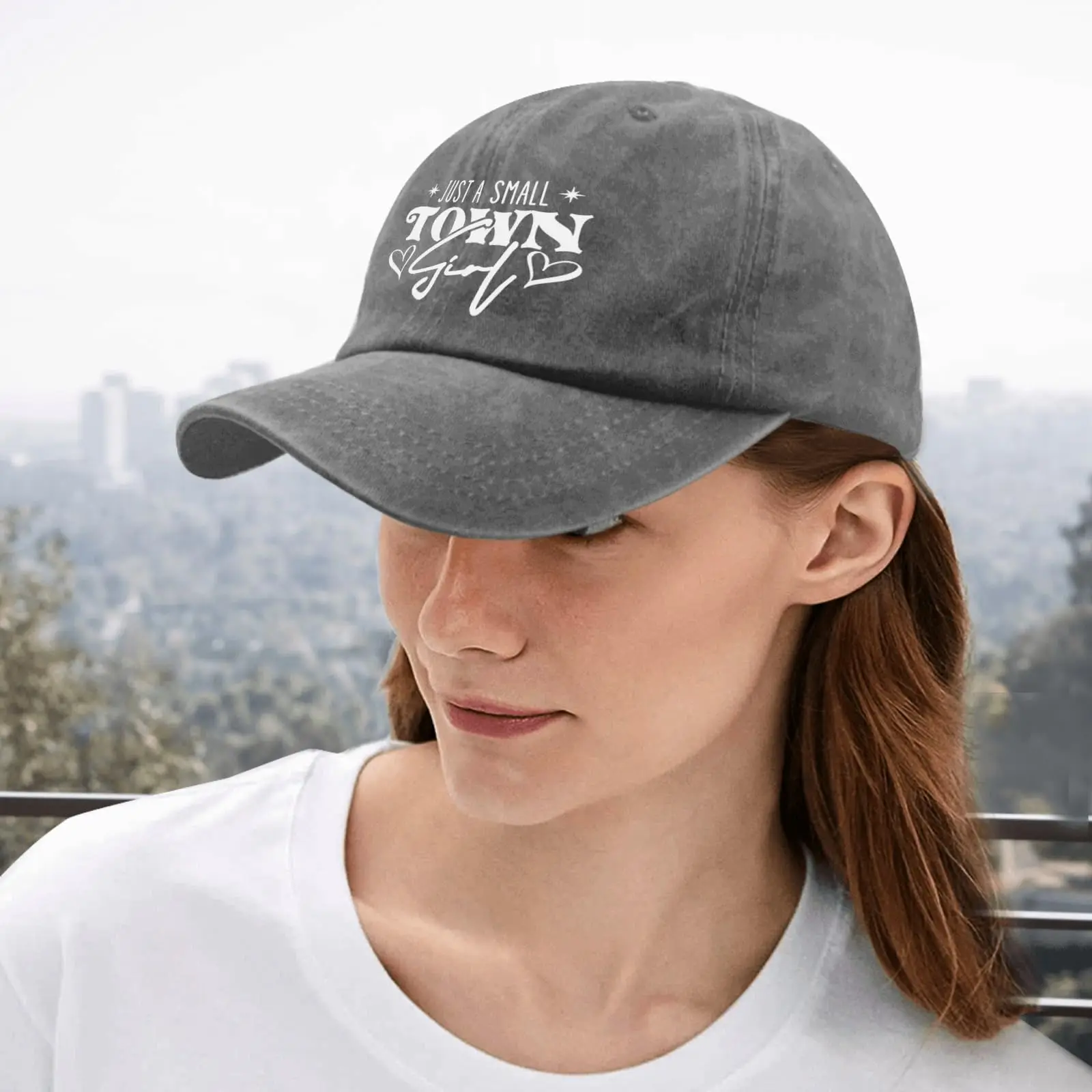 Just a Small Town Girl Czapka z daszkiem Trucker Denim Hat Washed Cotton Fashion Cap Unisex Regulowana sportowa czapka