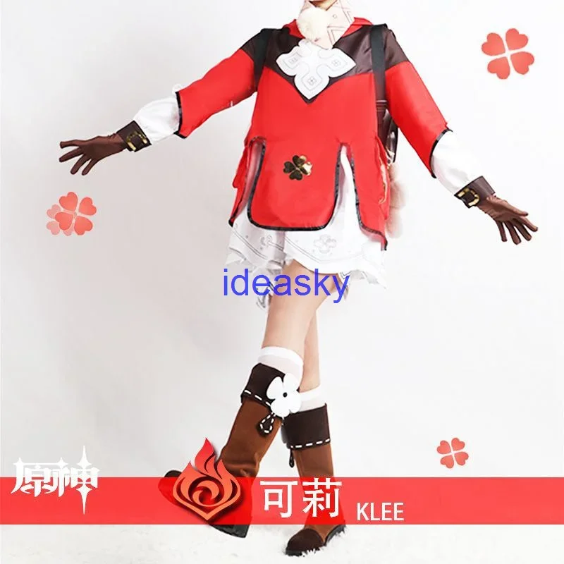 Genshin impact Klee genshin impact witch cosplay for kids shoes wig backpack bag new skin costume miccostumes child mochila girl