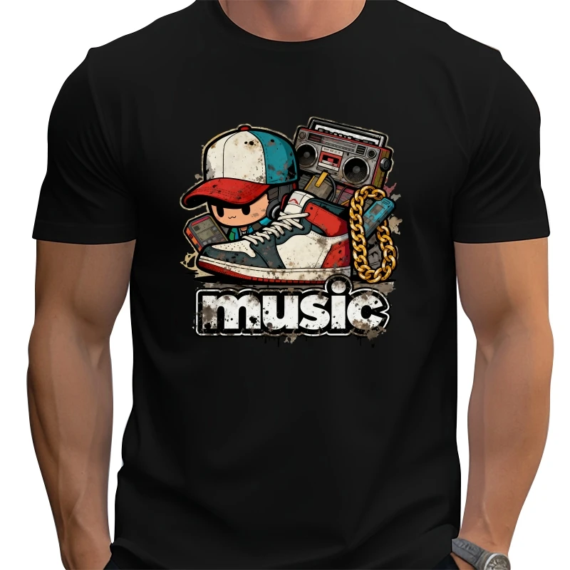 

Loose large size Fun cartoon classic t-shirt quality cotton feel Hip Hop Street 100% Cotton Top