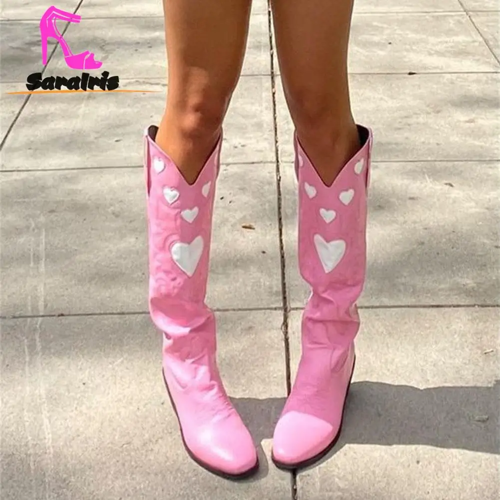 For Dropship Western Boots 2023 Hot Fashion Thick High Heeled Women Boots For Women Comfy Walking High Quality Mid Calf Boots