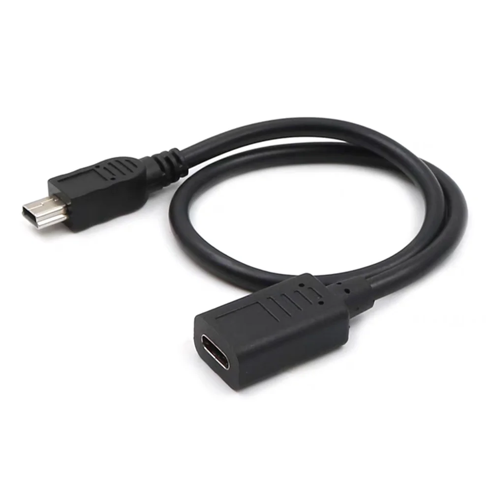 

Type-C female port to mini USB data cable T-port male head phone camera connection Type-C extended charging cable