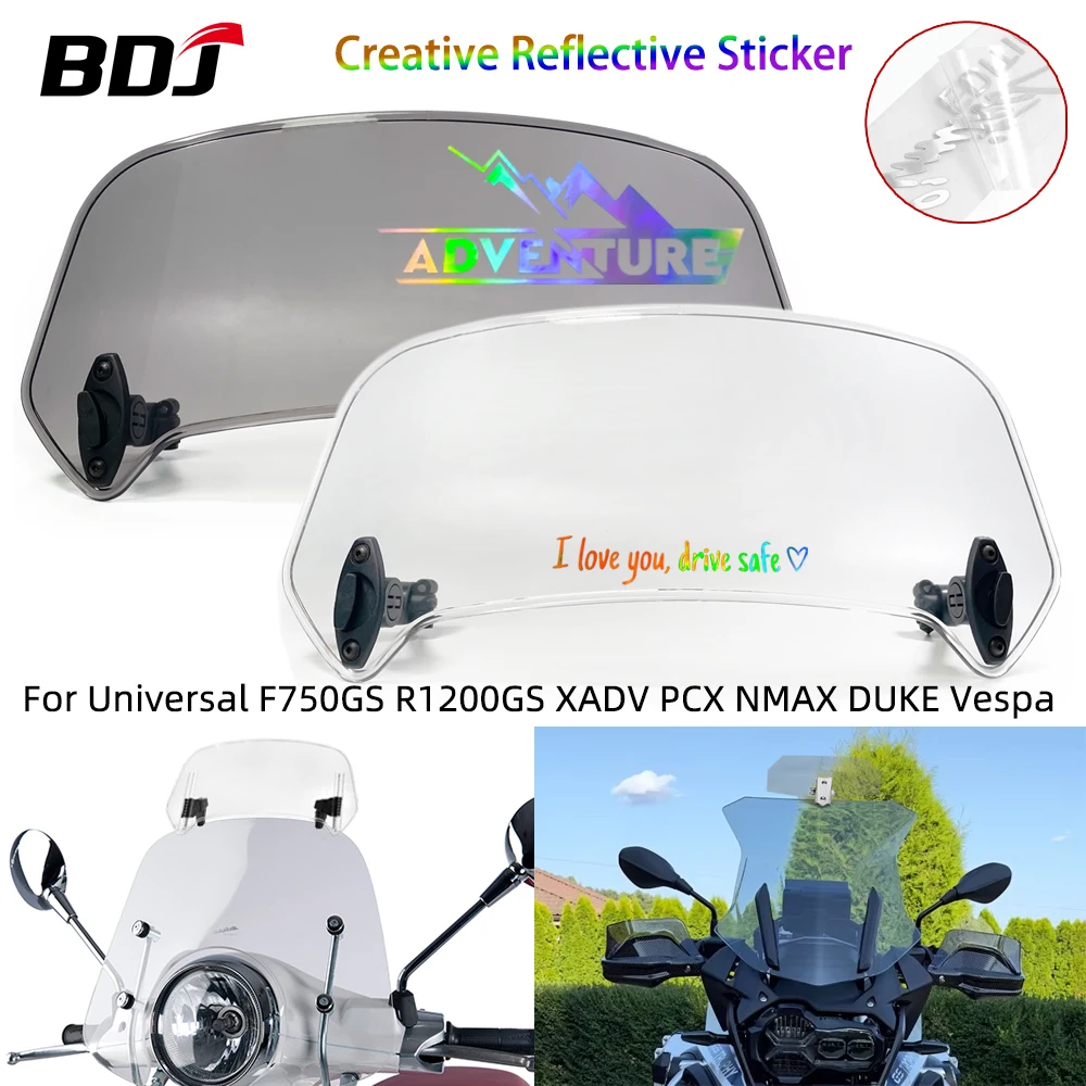 

BDJ Windscreen Universal Small Deflector Windshield Extension Adjustable Spoiler Clamp-On For All Motorcycle YAMAHA HONDA SUZUKI