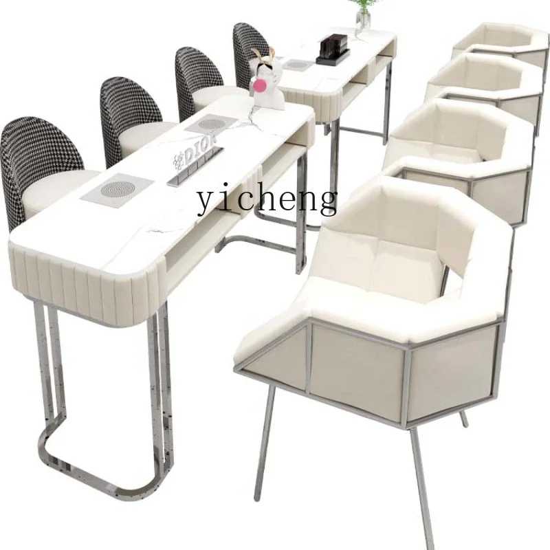 YZ6.15 ZC Vacuum Cleaner Nail Table and Chair Suit Combination Single Double Three-Person Nail Table with Socket