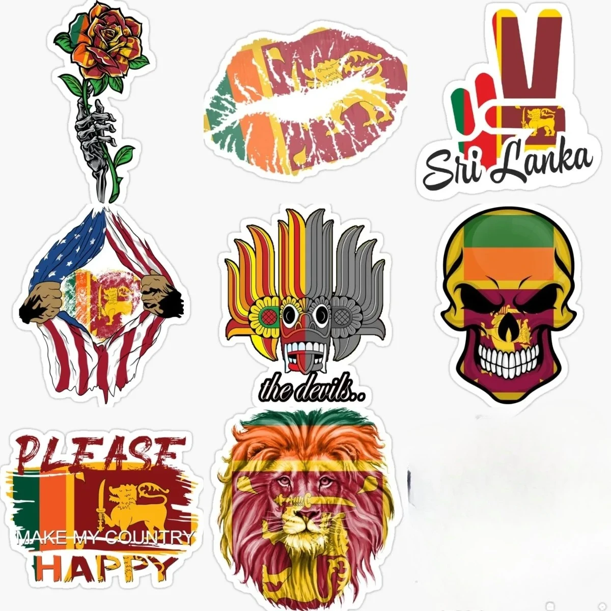 

Sri Lanka Flag Emblem Monkey Skull Stickers Vinyl Car Window Laptop Motorcycle Truck Helmet Racing Wall Camper Off-road Decal