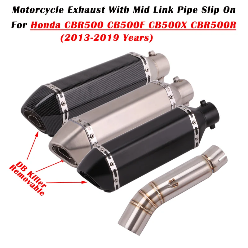 

Выхлопная труба Slip-On для мотоциклов Honda CBR500 CBR500F CB500X R 2013-2019, модифицированная средняя соединительная труба, глушитель с DB-киллером