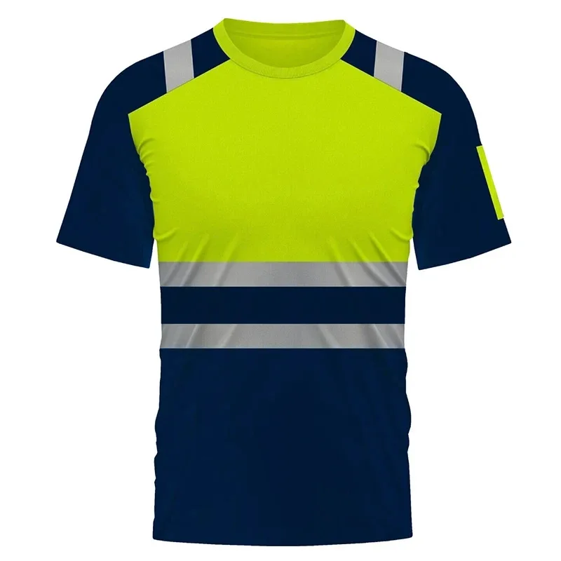 

Men's reflective strip quick drying T-shirt construction site reflective clothing short sleeved traffic safety clothing
