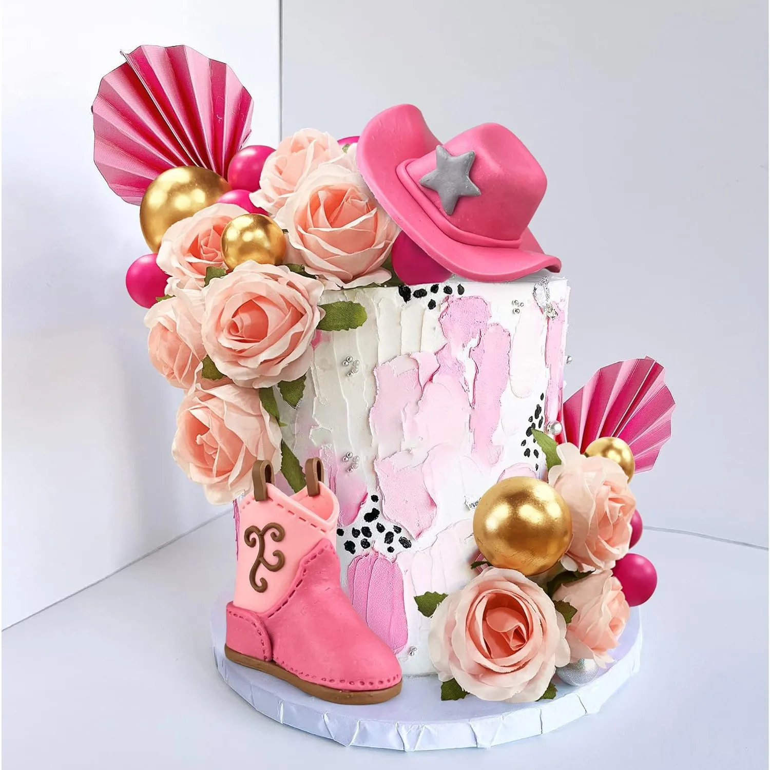 

Pink Cowboy Hat Girl Birthday Party Cake Decorations Pink Rose Cowgirl Hat Cowboy Boots Cake Decor Babyshower Party Cake Toppers