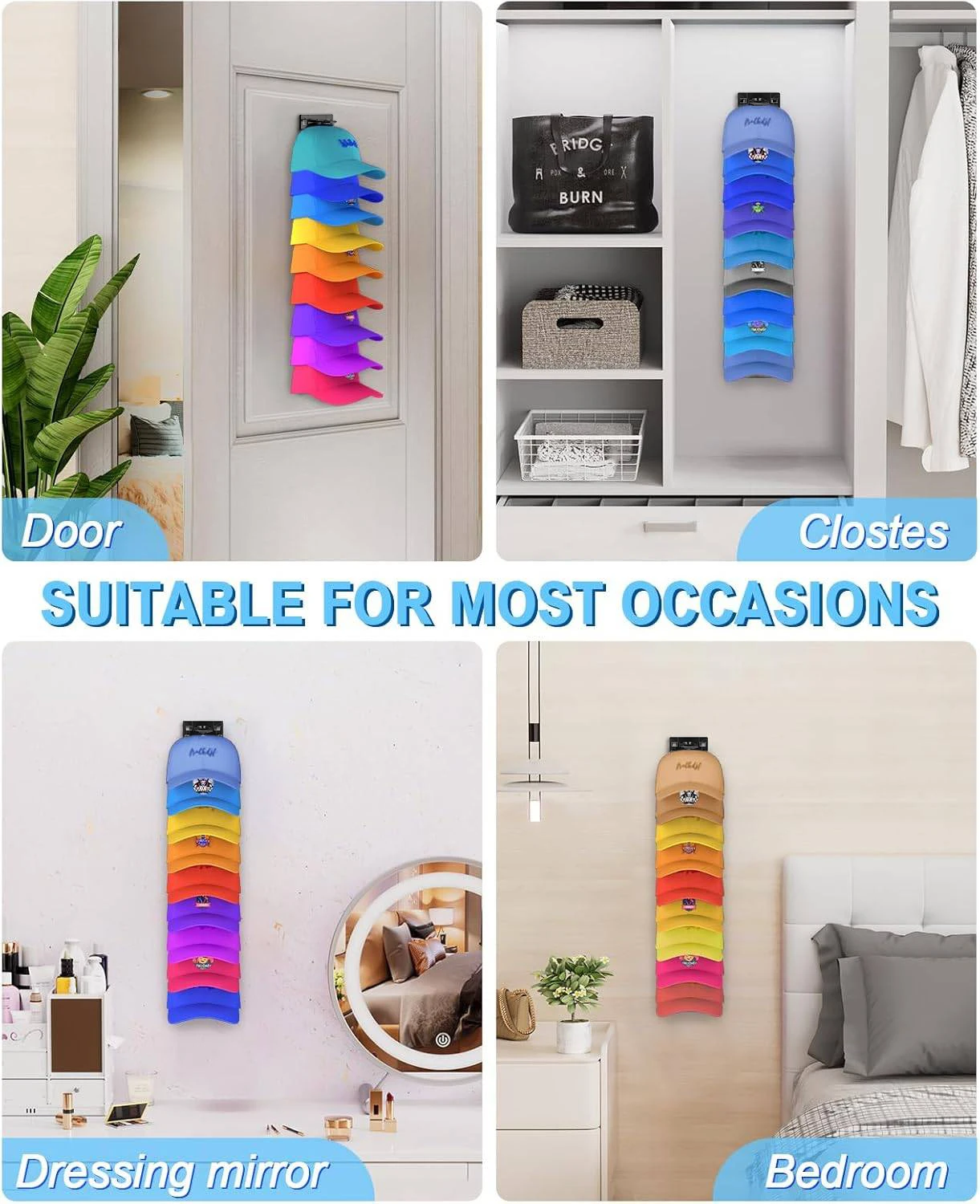 

Baseball Caps Hat Hanger Holder Easy Installation Space Saving Display Wall Hat Hanger Suitable for Cement Painted Walls