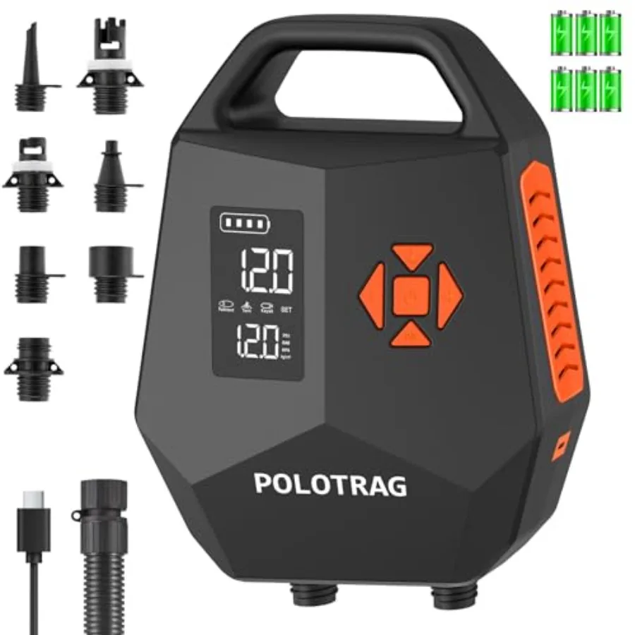 

Electric Paddle Board Pump Rechargeable, 20PSI SUP Pump 12000mAh Paddleboard Pump with Inflation and Deflation, Auto-Off, Porta