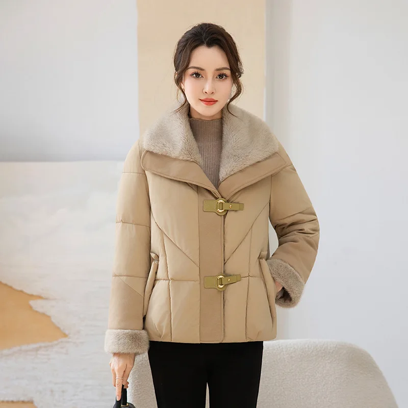 

Пуховая хлопковая одежда, куртка с лацканами из овечьей шерсти, женская зимняя новая модная теплая куртка с хлопковой подкладкой, женская верхняя одежда
