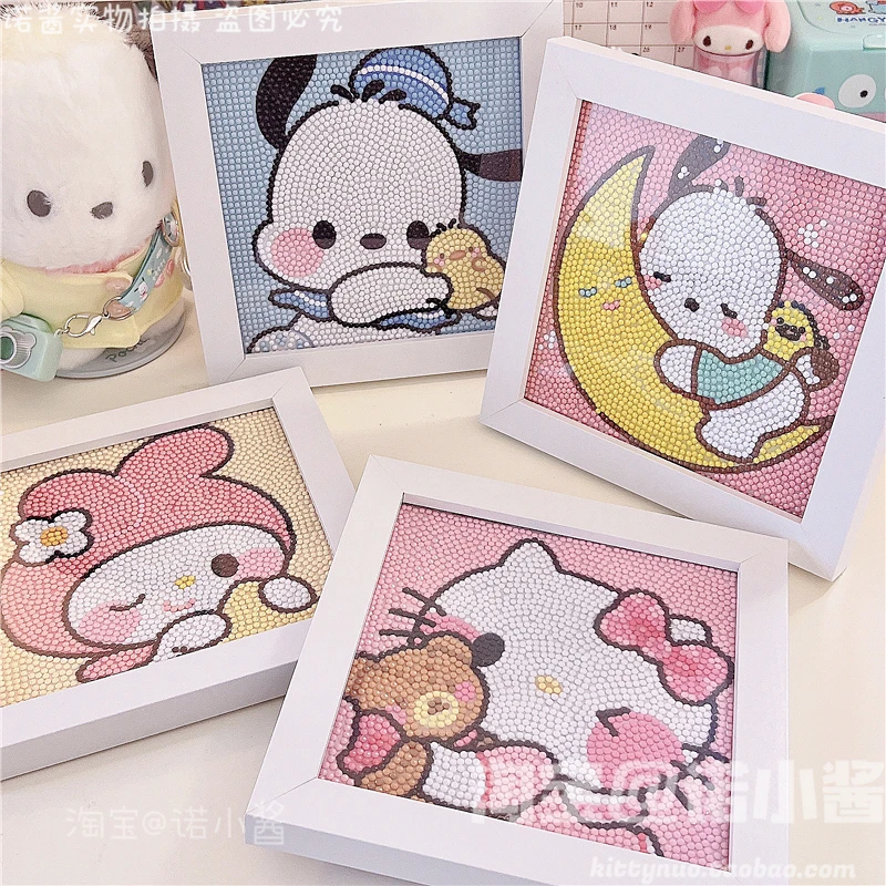 Hello Kitty Kawaii My Melody Cinnamoroll DIY Diamond Painting Photo Frame Anime Sanrioed Girl Heart Handmade Birthday Gift