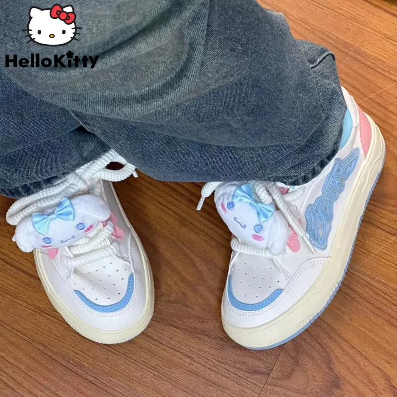 Sanrio Cinnamoroll Cute Accessories Shoe Hello Kitty Fashion Letter Thick Sole Board Shoes Y2k Women Versatile Casual Sneakers