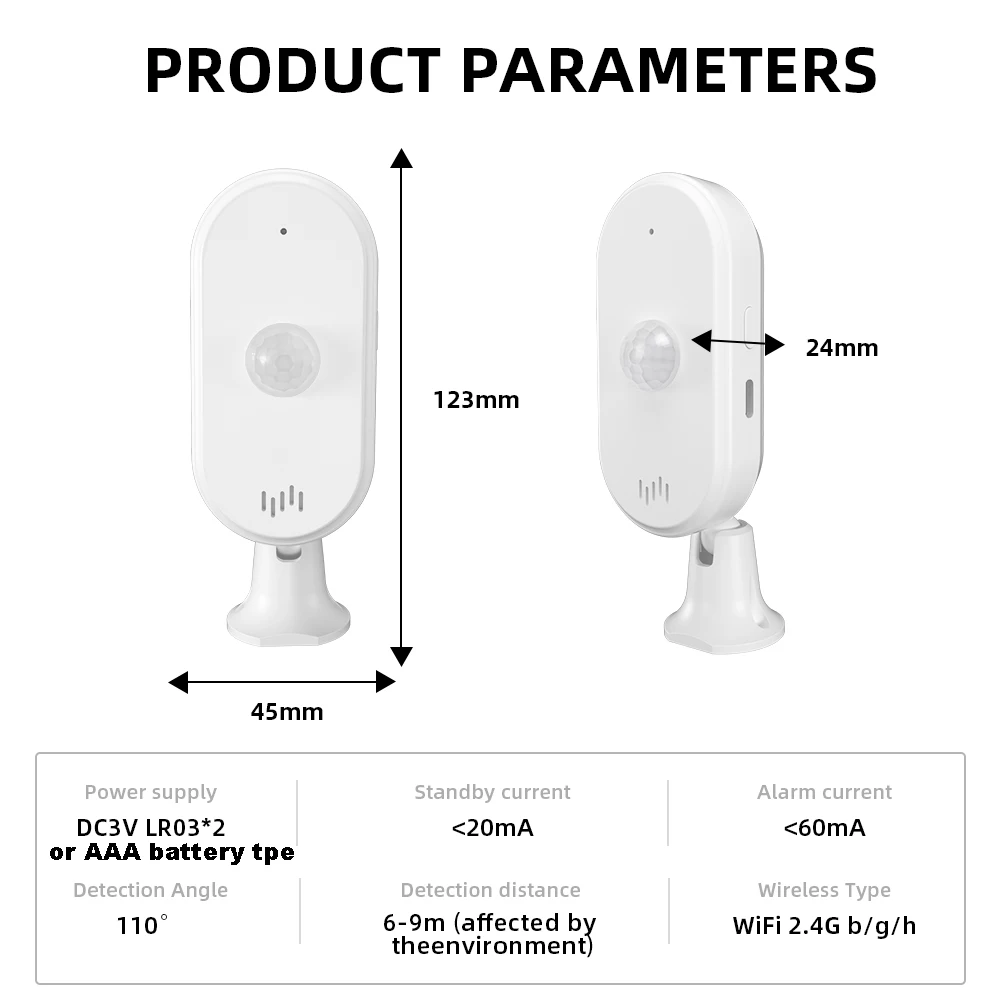 Tuya-Sensor de movimiento PIR para el hogar, Detector infrarrojo de cuerpo humano, Smart Life, DC5V, tipo C, batería PIR o AAA