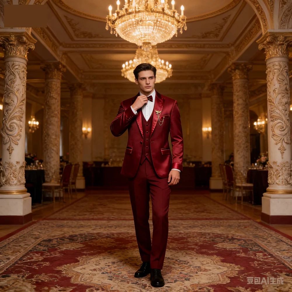 

Мужской черный костюм-тройка Slim Fit: элегантный, деловой, повседневный комплект (пиджак, жилет, брюки) для бизнеса, свадьбы, танцев - полный набор