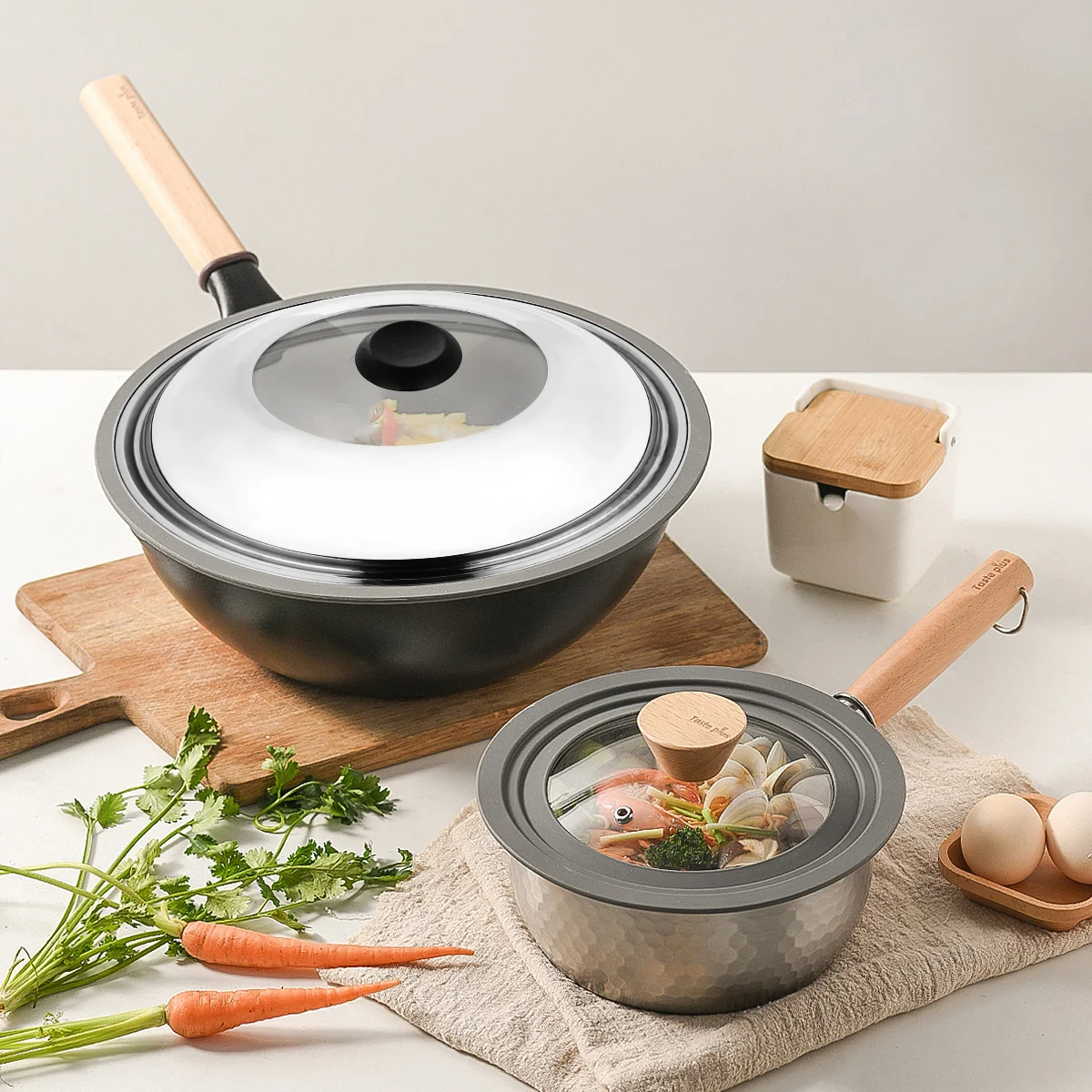 

34cm Stainless Steel Cooking Pan Lid Tempered Glass Dome Lid Steam Vent Tight Seal Pan Cover Healthy Flavor Retention